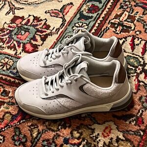 Vionic Nova White/Brown Solid Low Top Lace-Up Sneakers Men's Athletic